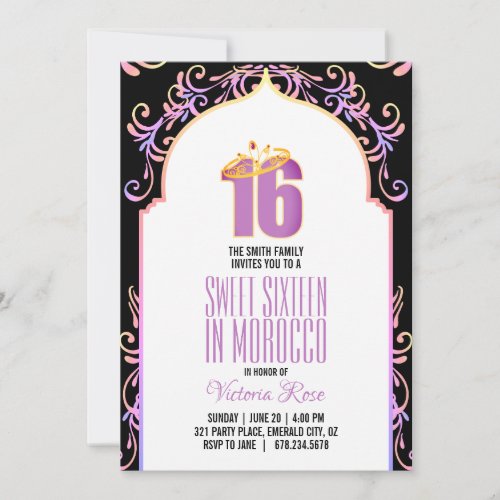 morocco SWEET SIXTEEN arabian nights PURPLE Invita Invitation