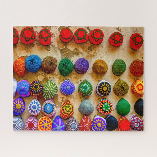 Morocco Taqiyah Hats in a Souk Jigsaw Puzzle (Horizontal)