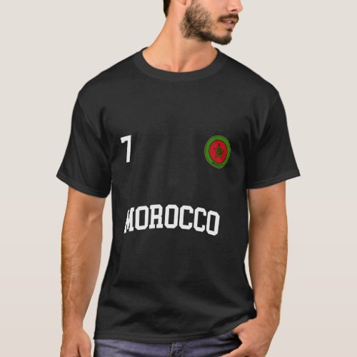Morocco Team Sports Number 7 Soccer Moroccan Flag T_Shirt