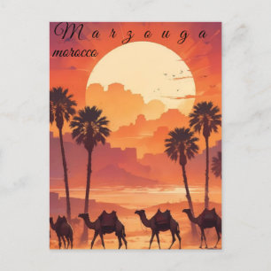 Morocco Travel Postcard Art,marzouga Travel Art