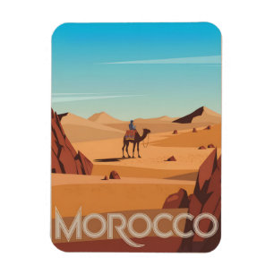Morocco travel postcard desert camel trip gift magnet