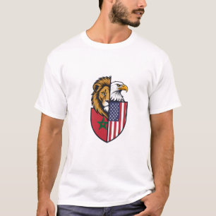 Morocco USA Unity Shield - Lion & Eagle T-Shirt