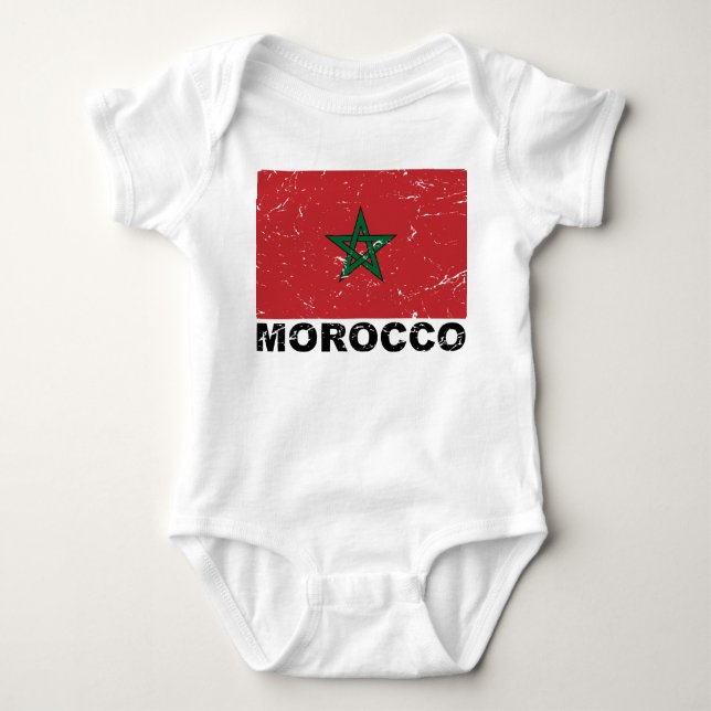 Morocco Vintage Flag Baby Bodysuit (Front)