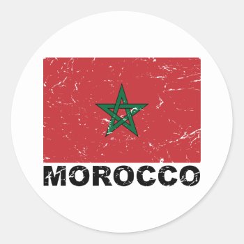 Morocco Vintage Flag Classic Round Sticker by allworldtees at Zazzle