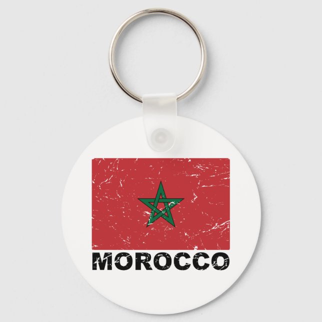 Morocco Vintage Flag Keychain (Front)