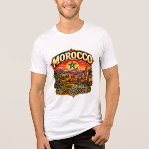 Morocco Vintage Mountain Travel Poster Moroccan Tri-Blend Shirt
