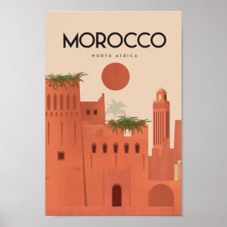 Morocco vintage travel poster