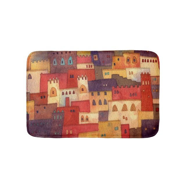 Morocco Watercolor Bath Mat (Front)