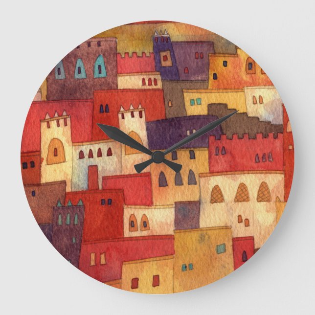 Morocco Watercolor Large Clock (Front)