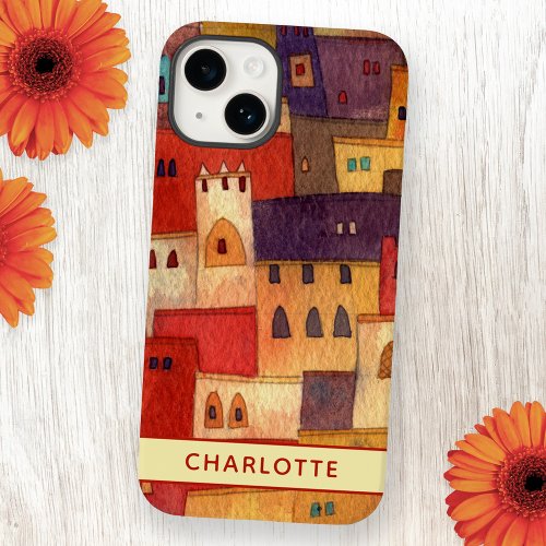 Morocco Watercolor Personalized Case_Mate iPhone 14 Case