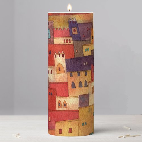Morocco Watercolor Pillar Candle