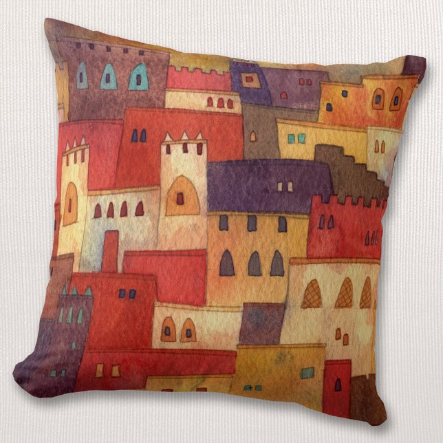 Morocco Watercolor Throw Pillow (Creator Uploaded)