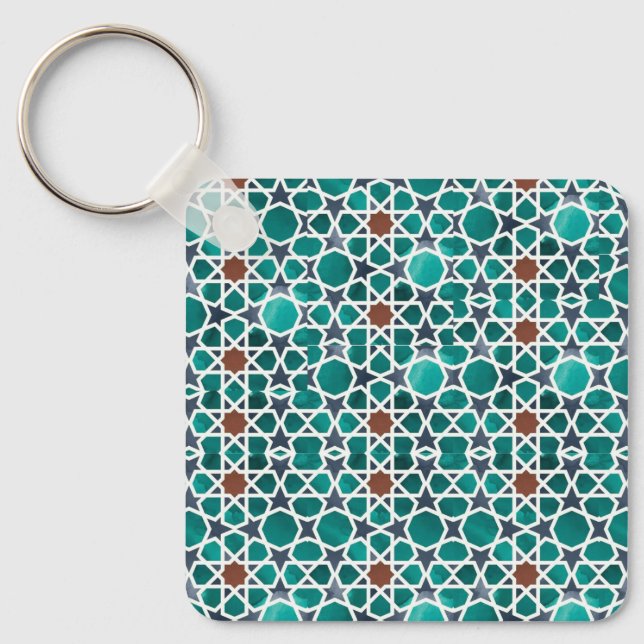 Moroccon Art Button Square Key Chain (Front)