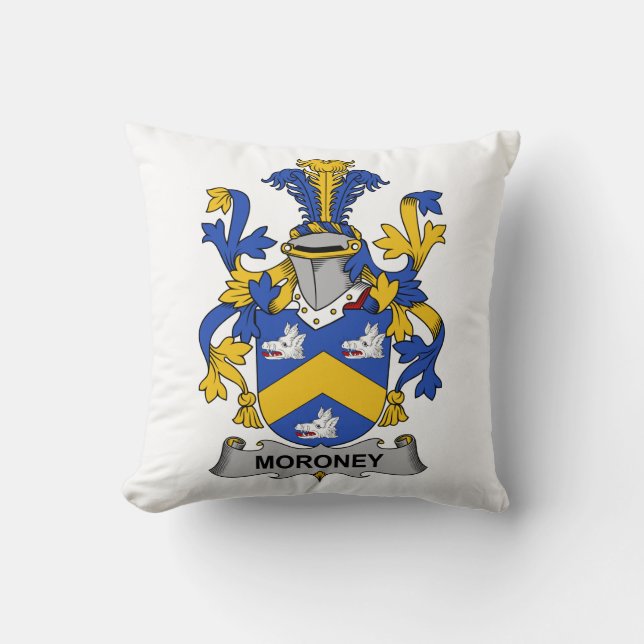Moroney Family Crest Throw Pillow (Front)