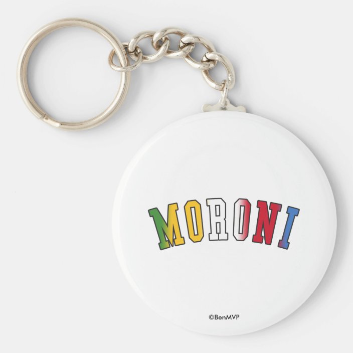 Moroni in Comoros National Flag Colors Keychain