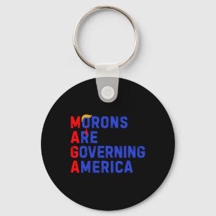 Morons Are Governing America Funny Trump 2024 3 Keychain