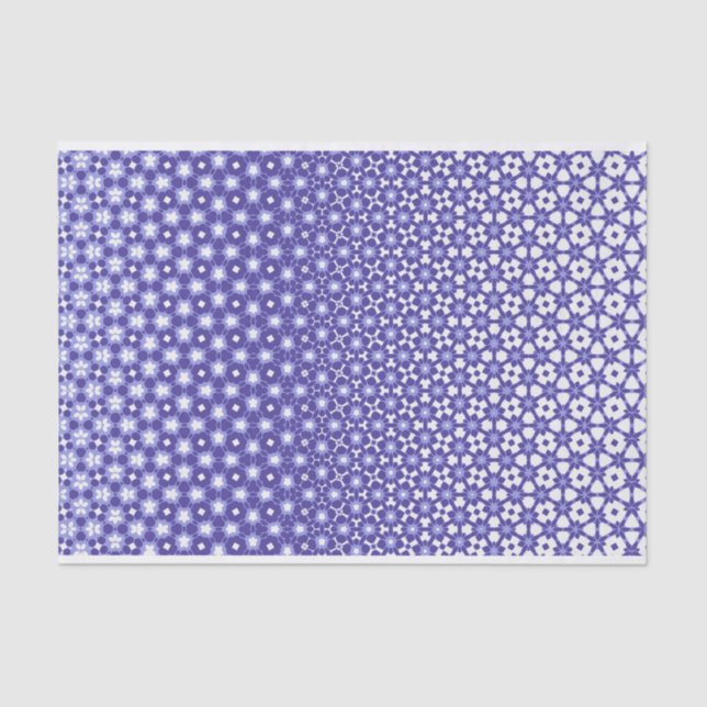 morphing blue and white geometric design tissue paper (Front)