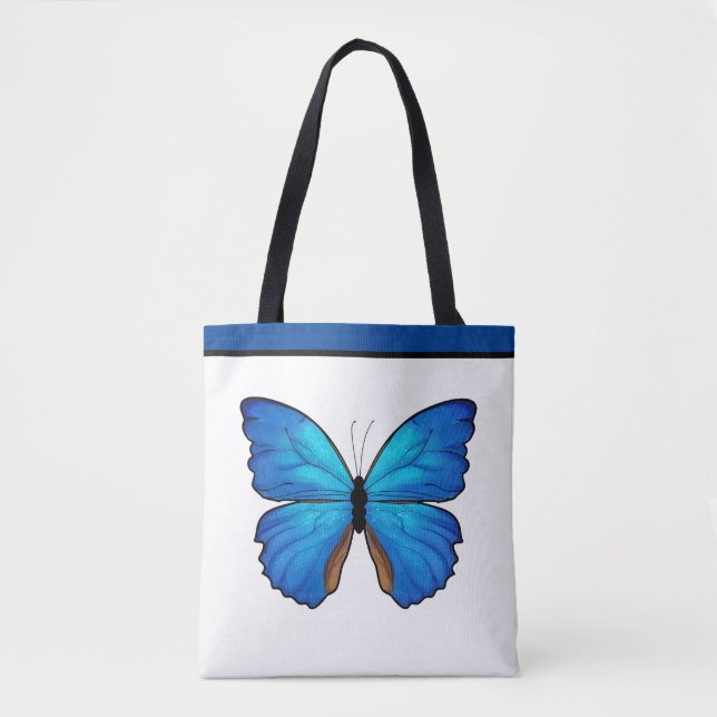 Morpho Blue Butterfly with Name Tote Bag (Front)