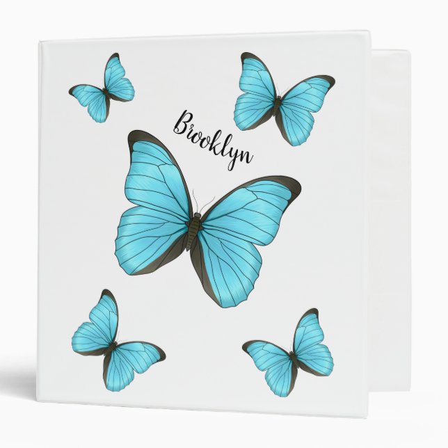 Morpho butterflies cartoon illustration  3 ring binder (Front/Inside)
