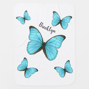 Morpho butterflies cartoon illustration baby blanket