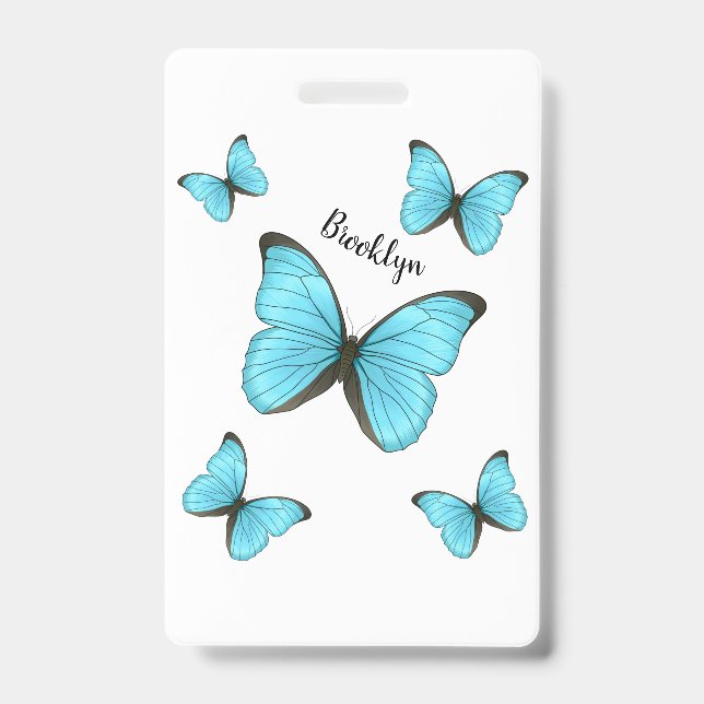 Morpho butterflies cartoon illustration  badge (Front)
