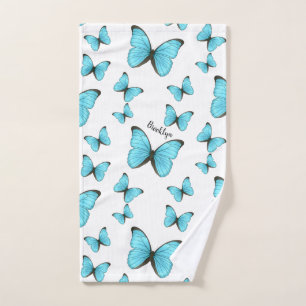 Morpho butterflies cartoon illustration bath towel set
