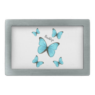 Morpho butterflies cartoon illustration belt buckle