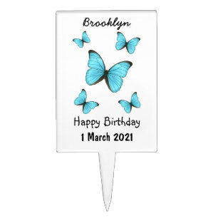 Morpho butterflies cartoon illustration  cake topper