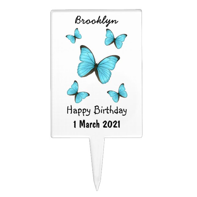 Morpho butterflies cartoon illustration  cake topper (Front)