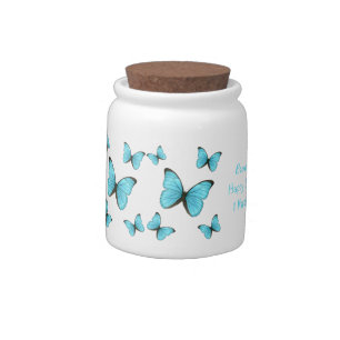 Morpho butterflies cartoon illustration candy jar
