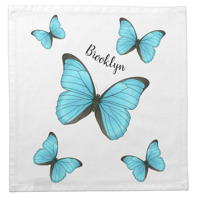 Morpho butterflies cartoon illustration cloth napkin (Front)