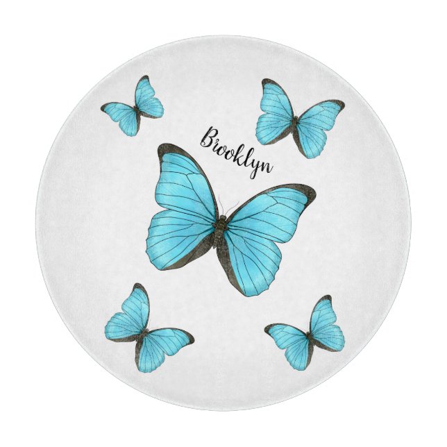 Morpho butterflies cartoon illustration  cutting board (Front)