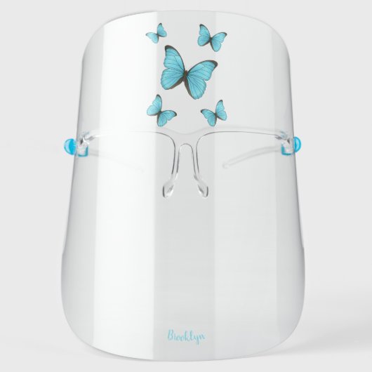 Morpho butterflies cartoon illustration face shield (Front)