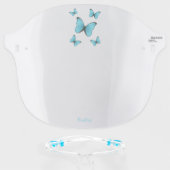 Morpho butterflies cartoon illustration face shield (Front w/Glasses)