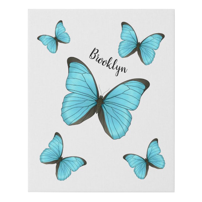 Morpho butterflies cartoon illustration  faux canvas print (Front)