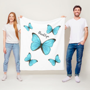 Morpho butterflies cartoon illustration fleece blanket