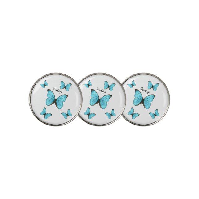 Morpho butterflies cartoon illustration  golf ball marker (3 Up)