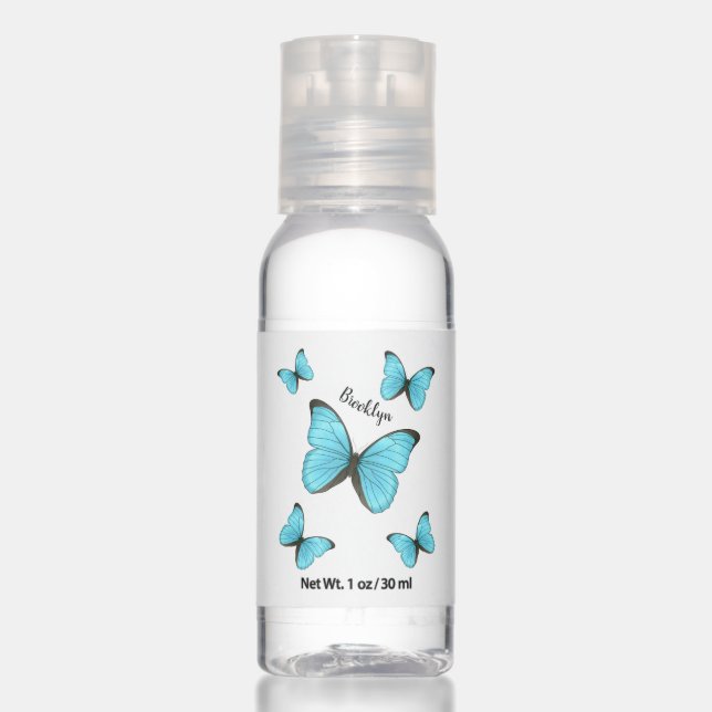 Morpho butterflies cartoon illustration hand sanitizer (Front)