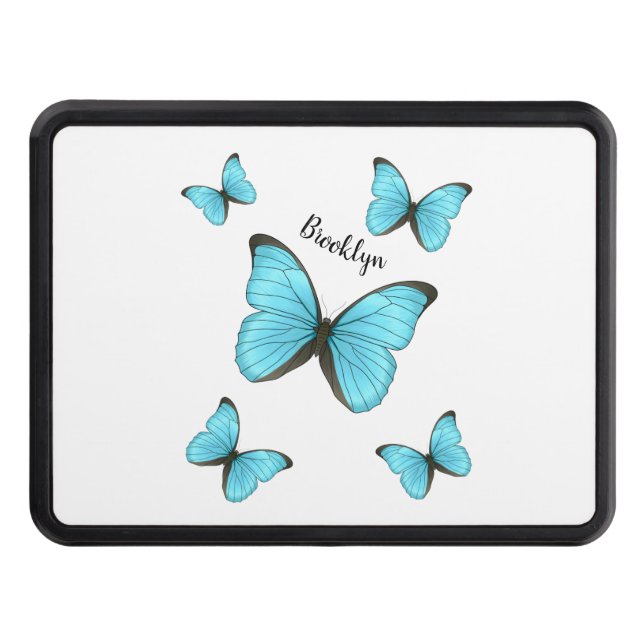 Morpho butterflies cartoon illustration  hitch cover (Front)