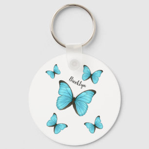 Morpho butterflies cartoon illustration keychain