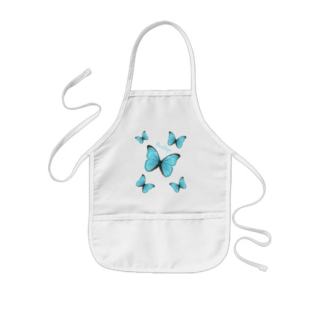 Morpho butterflies cartoon illustration kids' apron (Front)