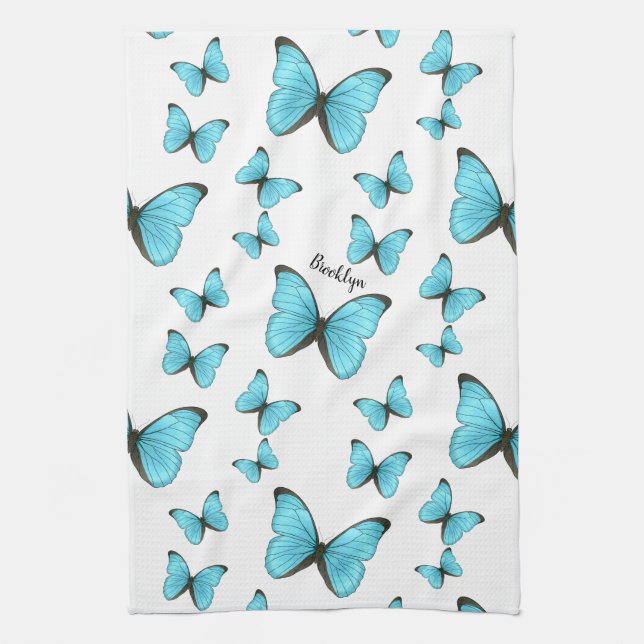 Morpho butterflies cartoon illustration   kitchen towel (Vertical)