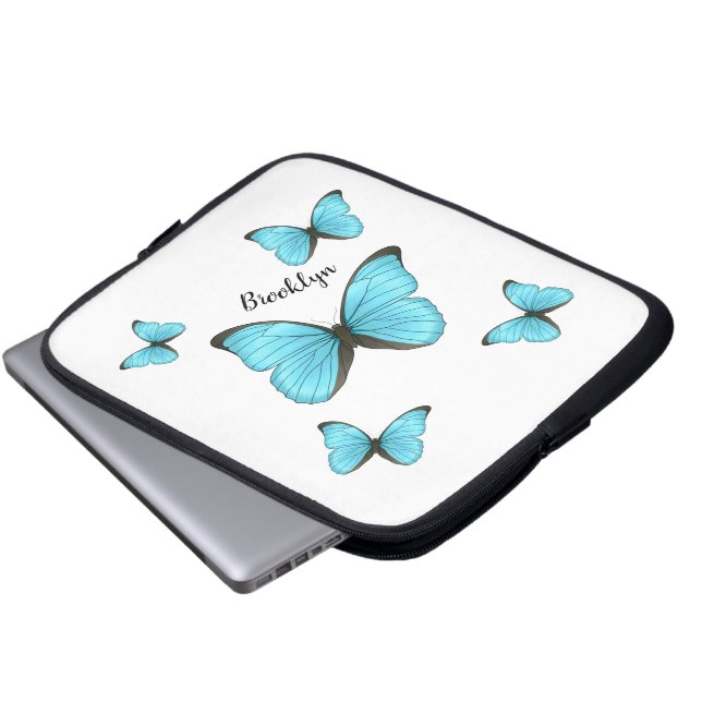 Morpho butterflies cartoon illustration laptop sleeve (Front Bottom)
