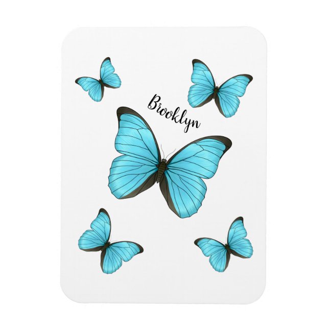 Morpho butterflies cartoon illustration  magnet (Vertical)