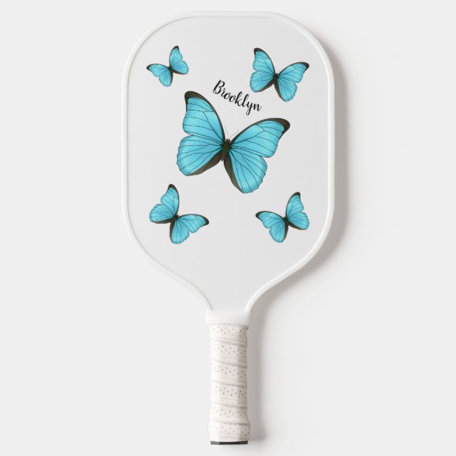 Morpho butterflies cartoon illustration pickleball paddle (Front)