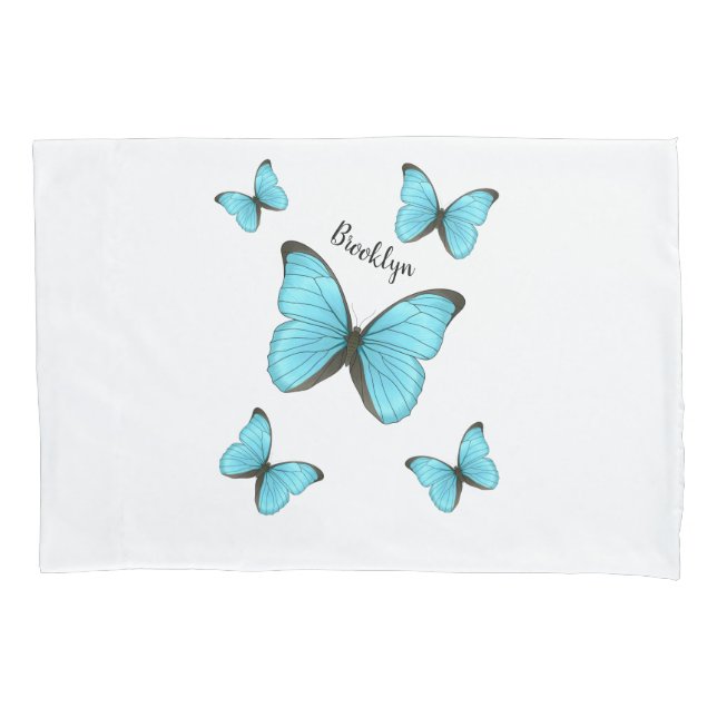 Morpho butterflies cartoon illustration pillow case (Front)