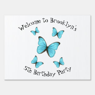 Morpho butterflies cartoon illustration  sign