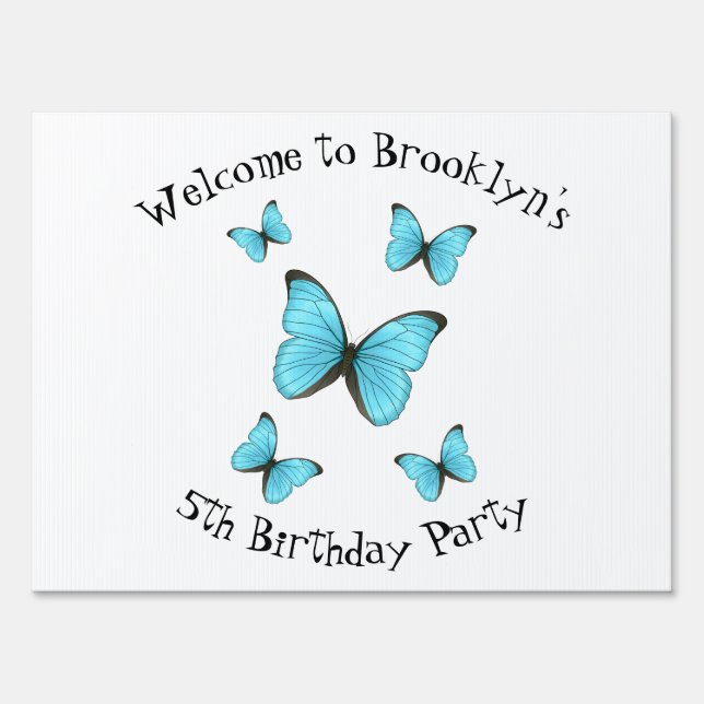 Morpho butterflies cartoon illustration  sign (Front)