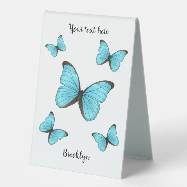 Morpho butterflies cartoon illustration  table tent (Front)