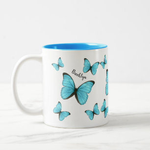 Morpho butterflies cartoon illustration  Two-Tone coffee mug
